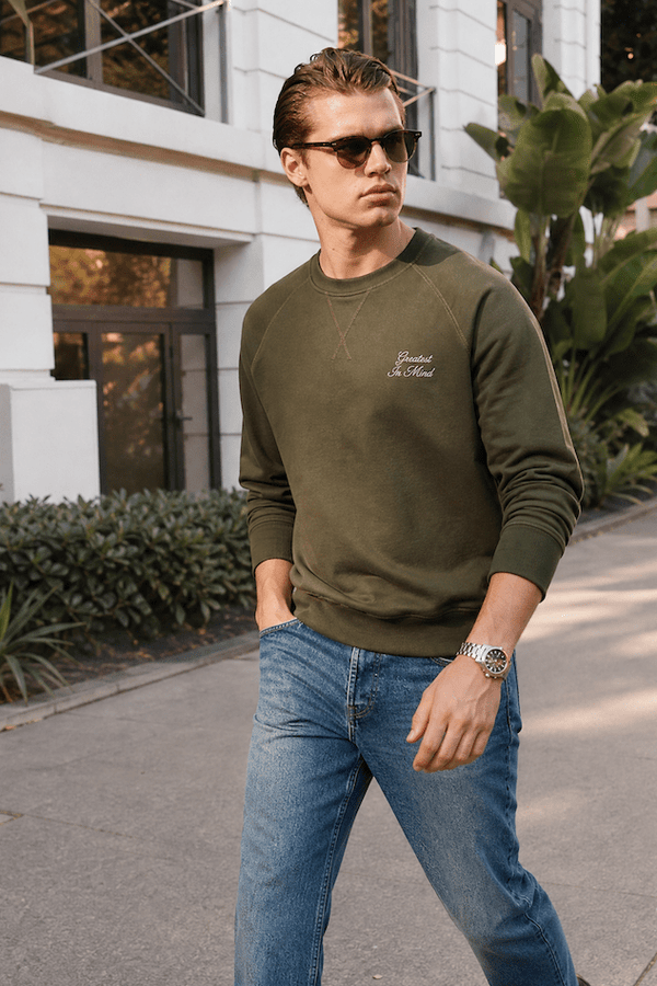 Bowery Sweatshirt Army Green - ONE New York