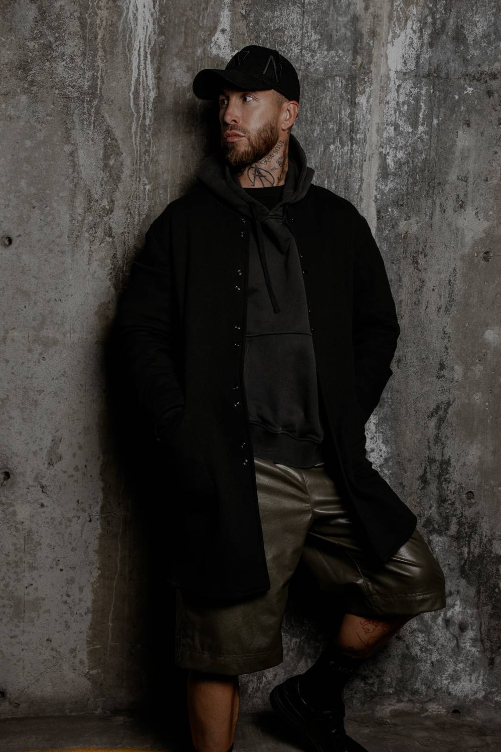 Vegan Leather Shorts Army Green - ONE New York