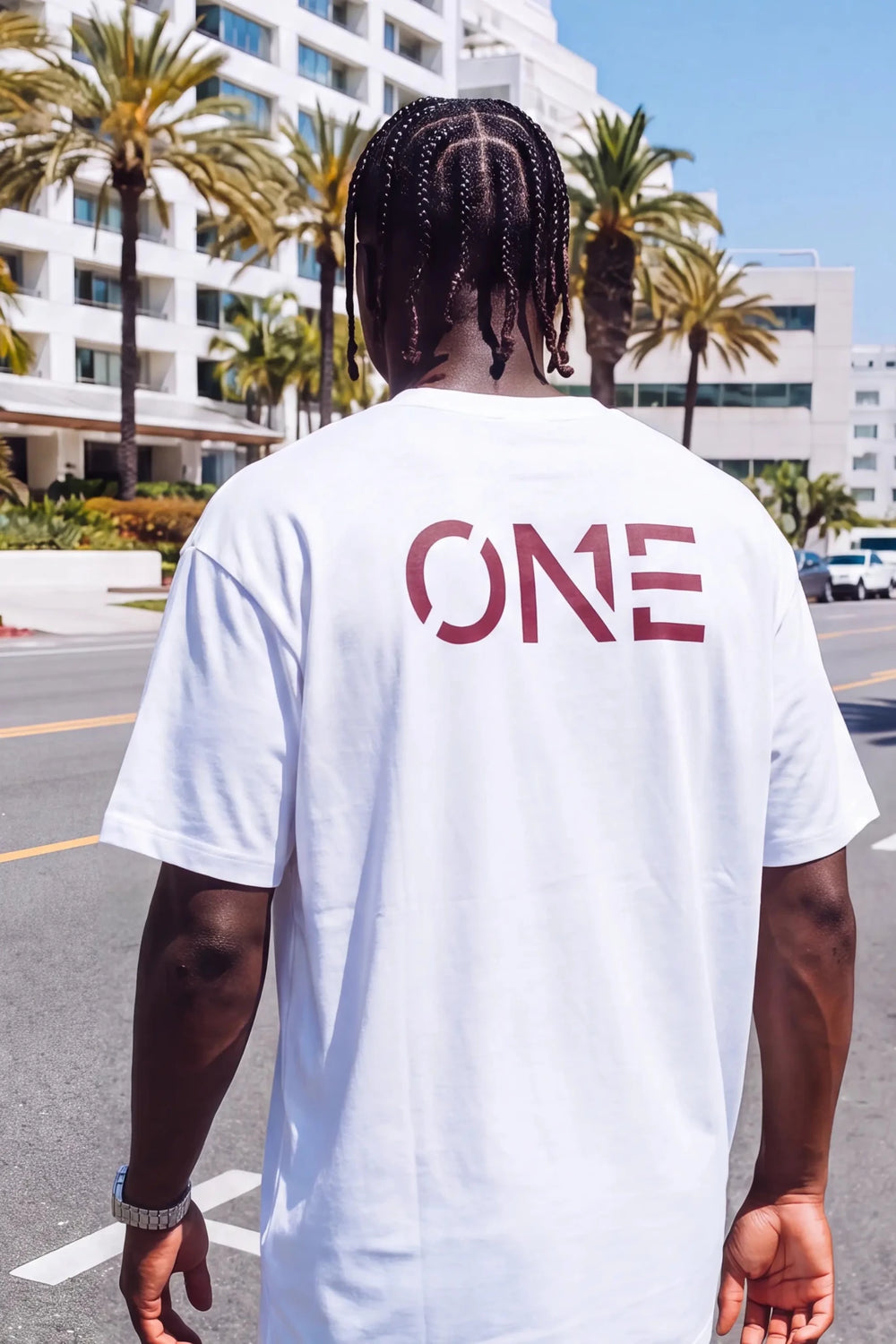 ONE Tee White Burgundy Red - ONE New York
