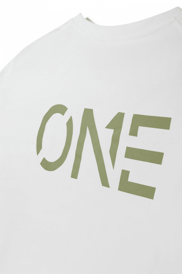 ONE Tee White Army Green - ONE New York