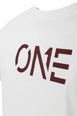ONE Tee White Burgundy Red - ONE New York