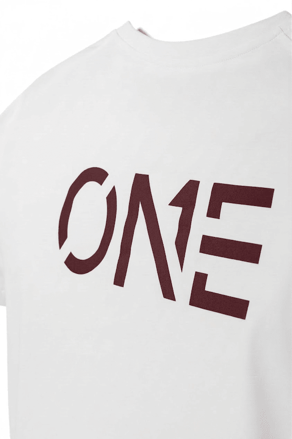 ONE Tee White Burgundy Red - ONE New York