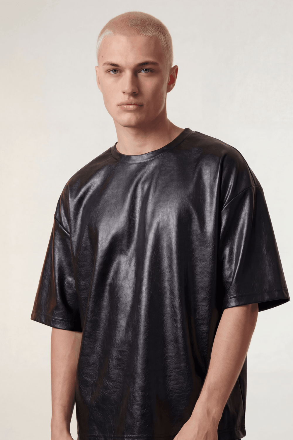 Vegan Leather Tee Black - ONE New York